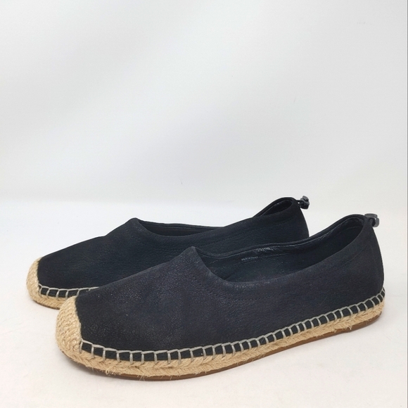 Eileen Fisher Black Suede Espadrille with Back Pull Tab Size 8 - Picture 6 of 10